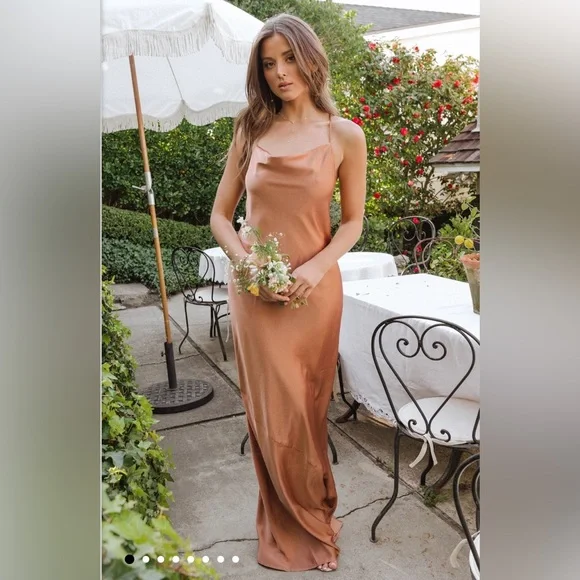 Show Me Your MuMu Copper Tuscany Maxi Slip Dress - Picture 1 of 5